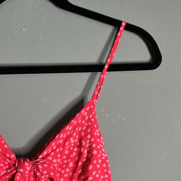 For Love & Lemons Dark Pink Star Print Crop Top Adjustable Strap Size Small - Picture 3 of 8